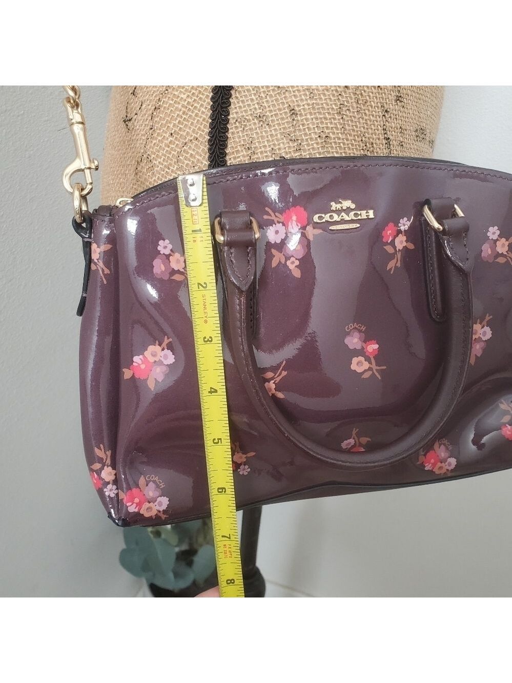 COACH Sage Carryall Oxblood Maroon Bouquet Print Small Handbag Purse - Picture 6 of 15